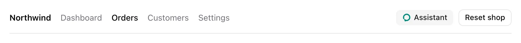 The same navigation bar while the panel is open: the Assistant button is filled.